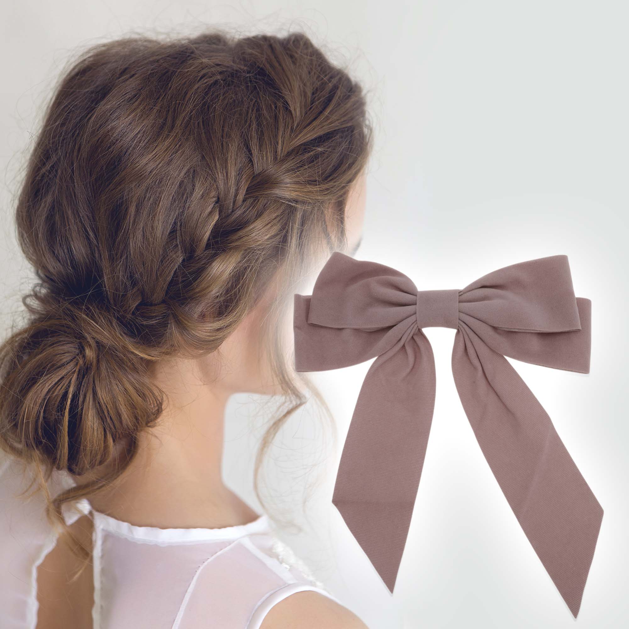 Unique Bargains Elegant Velour Bow Headpiece Hair Clips Blue Green Light Pink 3 Pcs