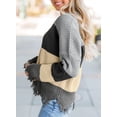 thumbnail image 5 of Asyoly Women's Waffle Knit Distressed Sweater V Neck Long Sleeve Striped Color Block Ripped Pullover Sexy Loose Jumper Casual Knitwear Tops, 5 of 7