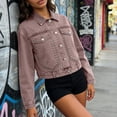 thumbnail image 4 of PBFRDSJ Womens Cropped Denim Jacket Button Down Long Sleeve Studded Jean Coat Western Distressed Cotton Jean Jacket, 4 of 6