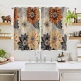 thumbnail image 2 of Burnt Orange Grey Black Flower Kitchen Curtains 63 Inch Length, Spring Floral Botanical Grommet Top Bedroom Living Room Curtains, Light Filtering Cafe Curtain Drapes 2 Panels Set 104''x63'', 2 of 9