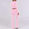 thumbnail image 6 of sususu Women Sweatsuit,Matching Set Women Knitted Trousers Suit Long Sleeve Top and Pants Outfit Summer Casual Solid Color Slim Fit Comfortable Two Piece Set - Pink, 6 of 6