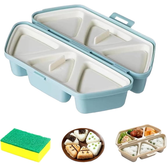 6 in 1 Onigiri Mold,Foldable Design and Non-stick Bottom,Once Quickly Make 6pcs Onigiris for Seaweed Rice Ball Molds,Pop up Onigiri & Sushi Maker with Musubi Press & Nori Cutter