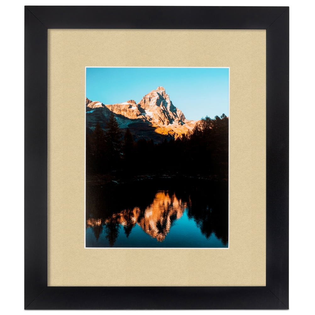 ArtToFrames 14x17 Matted Picture Frame with 10x13 Single Mat Photo Opening Framed in 1.25 Satin Black and 2 Green Whisper Mat (FWM-3926-14x17)