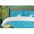 thumbnail image 4 of Ambesonne Magic Duvet Cover Set, Magician Wand Spreading Stars, 2-Calking, Sky Blue Mustard, 4 of 7