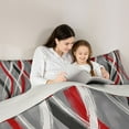 thumbnail image 4 of Homewish Modern Geometric Stripe 7-Piece Twin Bedding Sets.Abstract Waves Lines Bedding Comforter Set,Red Gray White Sheet Sets For Boys Kids,Microfiber Bedroom Decor Reversible, 4 of 8