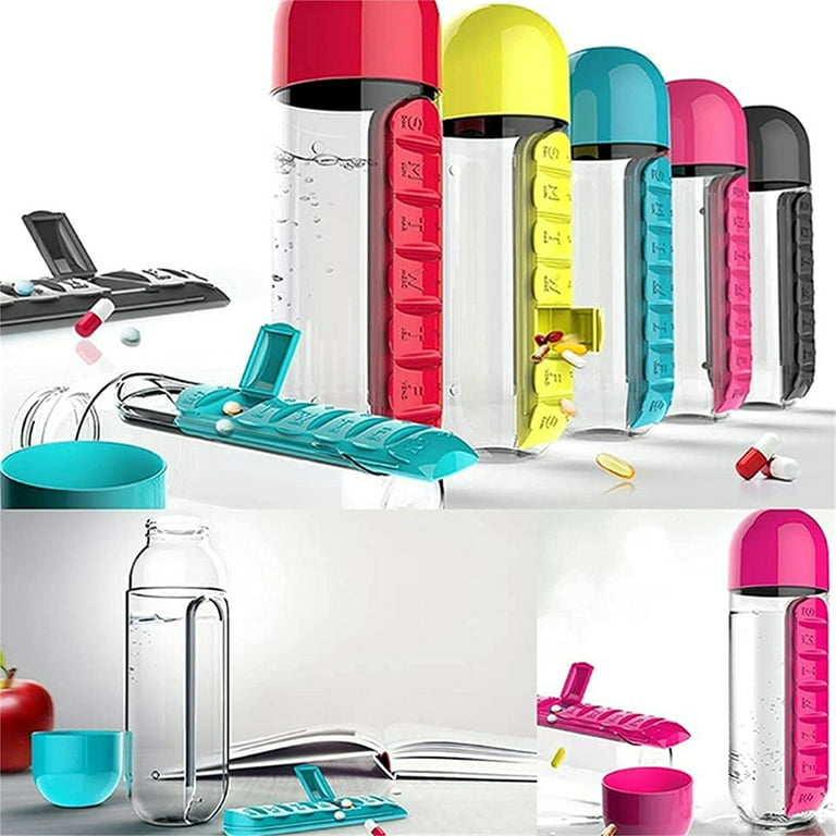 1Pc Creative Water Bottle With Daily Pill Box, Medicine Storage