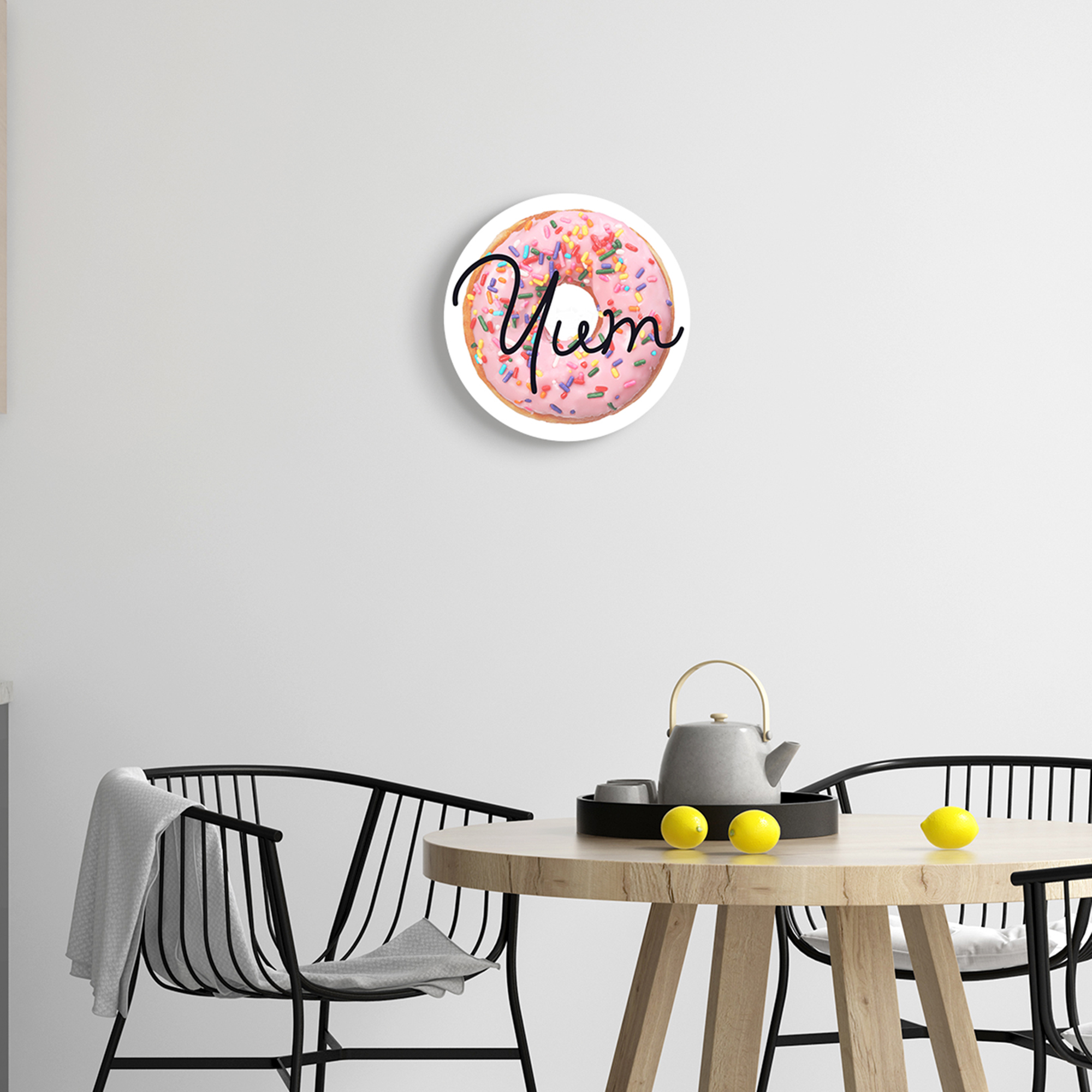 Stupell Industries Yum Phrase Pink Sprinkled Donut Sweet Dessert,12 x 12,Design By Daphne Polselli