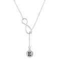 thumbnail image 1 of Delight Jewelry Silvertone Capital Letter - E - Pebble Disc - Silver tone Elegant Infinity Lariat Necklace, 1 of 4