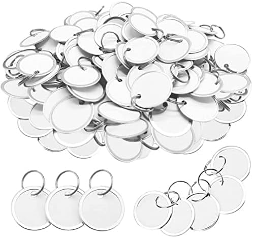 180 Pieces Metal Rim Tags Key Tags Round Paper Tags with Metal Rings for Car Keys and Door Keys,White