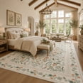 thumbnail image 4 of Moynesa 9'x12' Area Rugs for Living Room, Washable Large Vintage Botanical Rugs for Bedroom, Soft Non Slip Cottagecore Flower Accent Carpet for Dining Room Dorm Apartmen, Beige, 4 of 8
