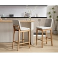 thumbnail image 2 of Guyou 30" Bar Stools Set of 6, Modern Linen Upholstered Kitchen Island Chairs, Rustic Farmhouse Wooden Barstools with Backrest and Footrest for Dining Room Home Bar Patio Club, Grey, 2 of 9