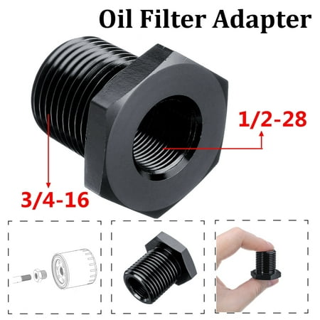 1/2-28 to 3/4-16 Threaded Suppressor Oil Filter Adapter Screw Steel