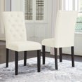 thumbnail image 4 of Subrtex Upholstered Parsons Chair Linen Fabric Dining Chair (Set of 2, Ivory), 4 of 6