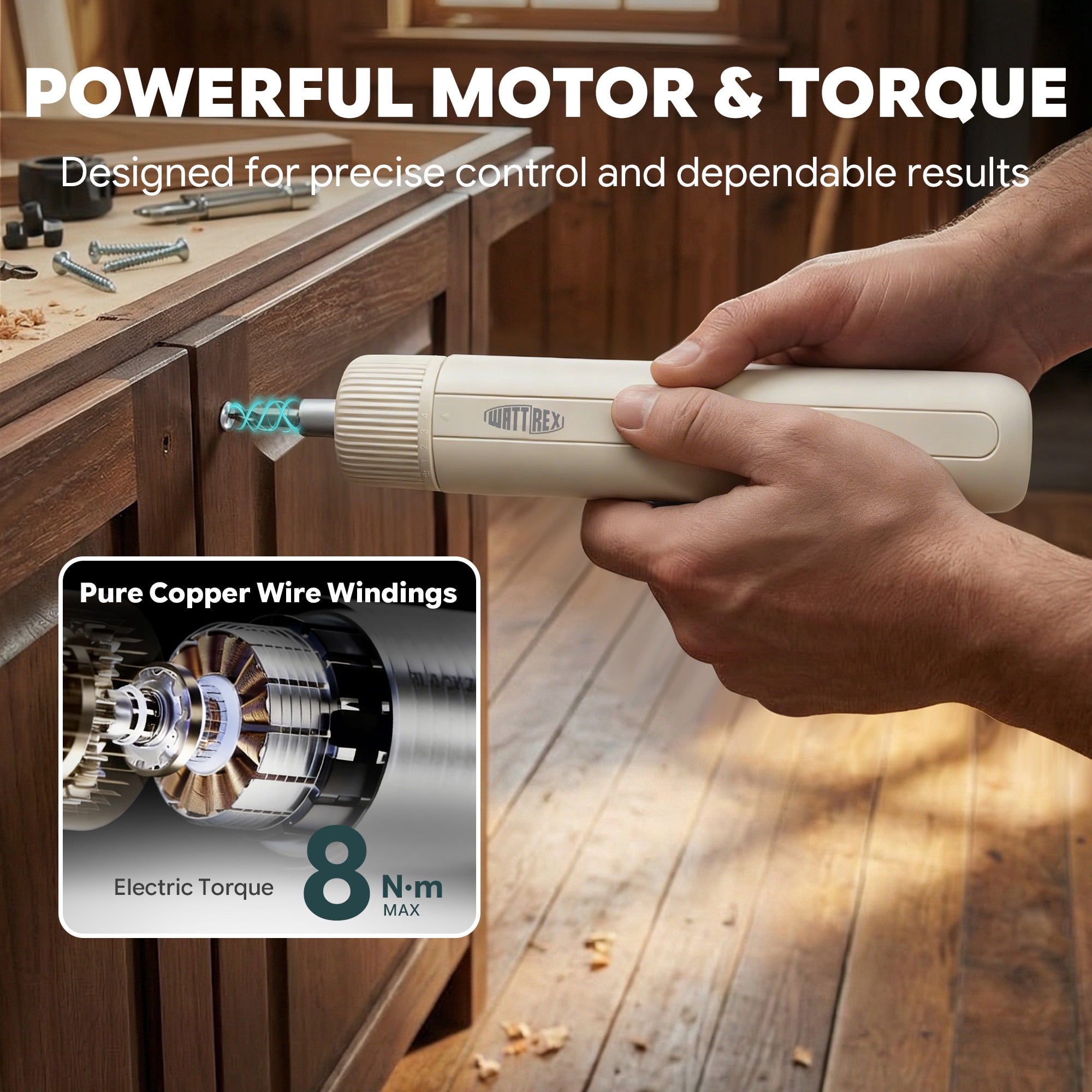 Wattrex 4V Electric Screwdriver Set, 4 Torque Settings, LED Light, 24 S2 Bits, Type-C Rechargeable, 2200mAh for DIY & Home Repair