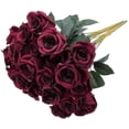 thumbnail image 1 of Artificial Burgundy Flowers 16 Inches Artificial Silk Rose Faux Rose Mother's Day Bouquet 9 Heads Vintage Rose For Diy Wedding Table Centerpiece Party, 1 of 5