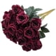 thumbnail image 1 of Artificial Burgundy Flowers 16 Inches Artificial Silk Rose Faux Rose Mother's Day Bouquet 9 Heads Vintage Rose For Diy Wedding Table Centerpiece Party, 1 of 5