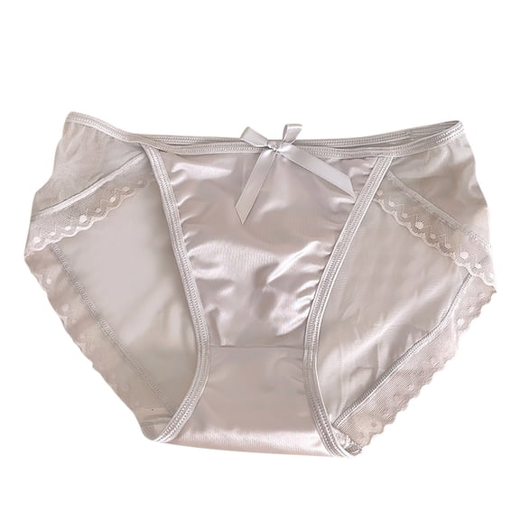 WRKEKC Seamless Underwear for Women Mid High Waist Lace Ice Silk Satin Lightweight Sport Breathable Gusset Briefs for Teens and Girls