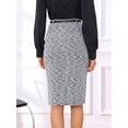 thumbnail image 3 of DARING DIVA Women's Knee Length Tweed Skirt with Belt Decor X-Small Black, 3 of 6