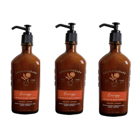 Body Works Lotion pour le Corps Aromathérapie Énergie - Orange + Gingembre, 6.5 Fl Oz, Lot de 3
