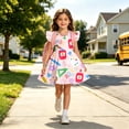 thumbnail image 4 of FUZHIQ Toddler Girls Back to School Print Dresses Ruffle Sleeve A-Line Flared Dress for School Daily Outfits,3-4 Years, 4 of 6