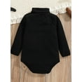 thumbnail image 3 of Infant Baby Girls Autumn Knit Romper Black Long Sleeve Turtleneck Ribbed Playsuit, 3 of 8