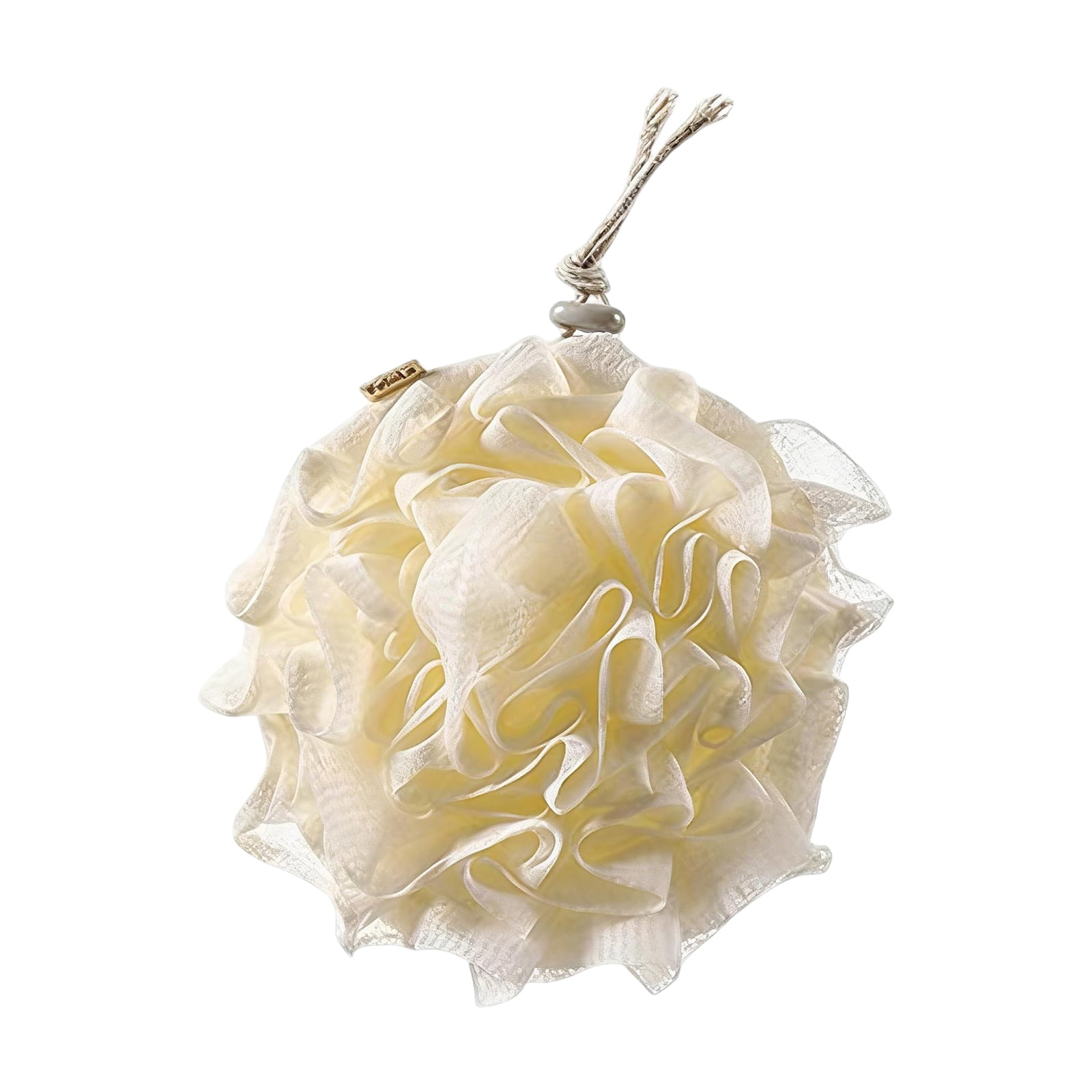 1PC Loofah Bath Sponge - Drawstring Design for Soap Storage Large Size for Rich Lather Multi - use for Shower Bathing Body Scrubbing - Beige Color