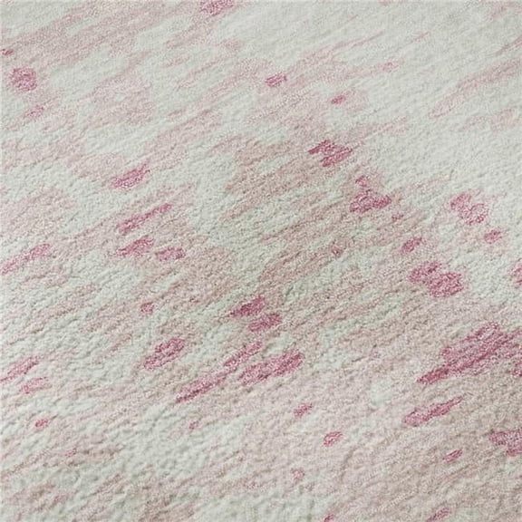 HomeRoots 675468 10 x 14 ft. Pink & Ivory Abstract Transitional Washable Machine Made Rectangle Area Rug with UV Protection