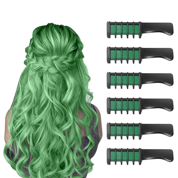 New Hair Chalk Comb Temporary Bright Hair Color Dye for Girls Kids, Washable Hair Chalk for Girls Age 4 5 6 7 8 9 10 New Year Birthday Party Cosplay DIY Children's Day, Halloween, Christmas (Green)