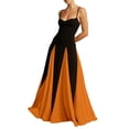 thumbnail image 1 of Vestido de fiesta EEMEII con tirantes finos, retazos, negro y naranja, 1 of 8