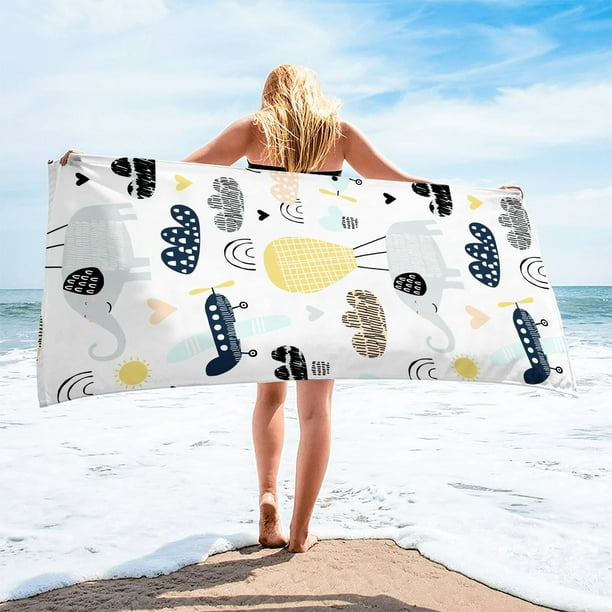 Microfiber Beach Towel Super Colorful Bath Towel Sandproof Beach Blanket Multi-Purpose Towel For Travel Swimming Pool 30x60 Inch