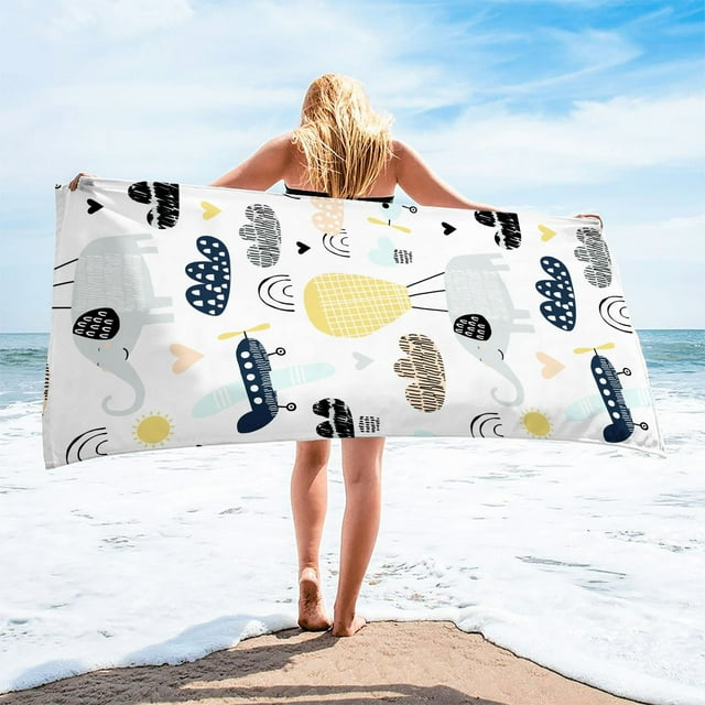 PRETXORVE Couverture de Plage en Microfibre Super Colorée, Résistante au Sable, Multi-Usage pour Voyage Piscine 30x60