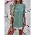thumbnail image 4 of MORTTIC Women's Elegant Ruffle Detail Blouse Short Sleeve Round Neck Top for Summer, Perfect for Office, Casual Outings, and Elegant Daily Wear, 4 of 4