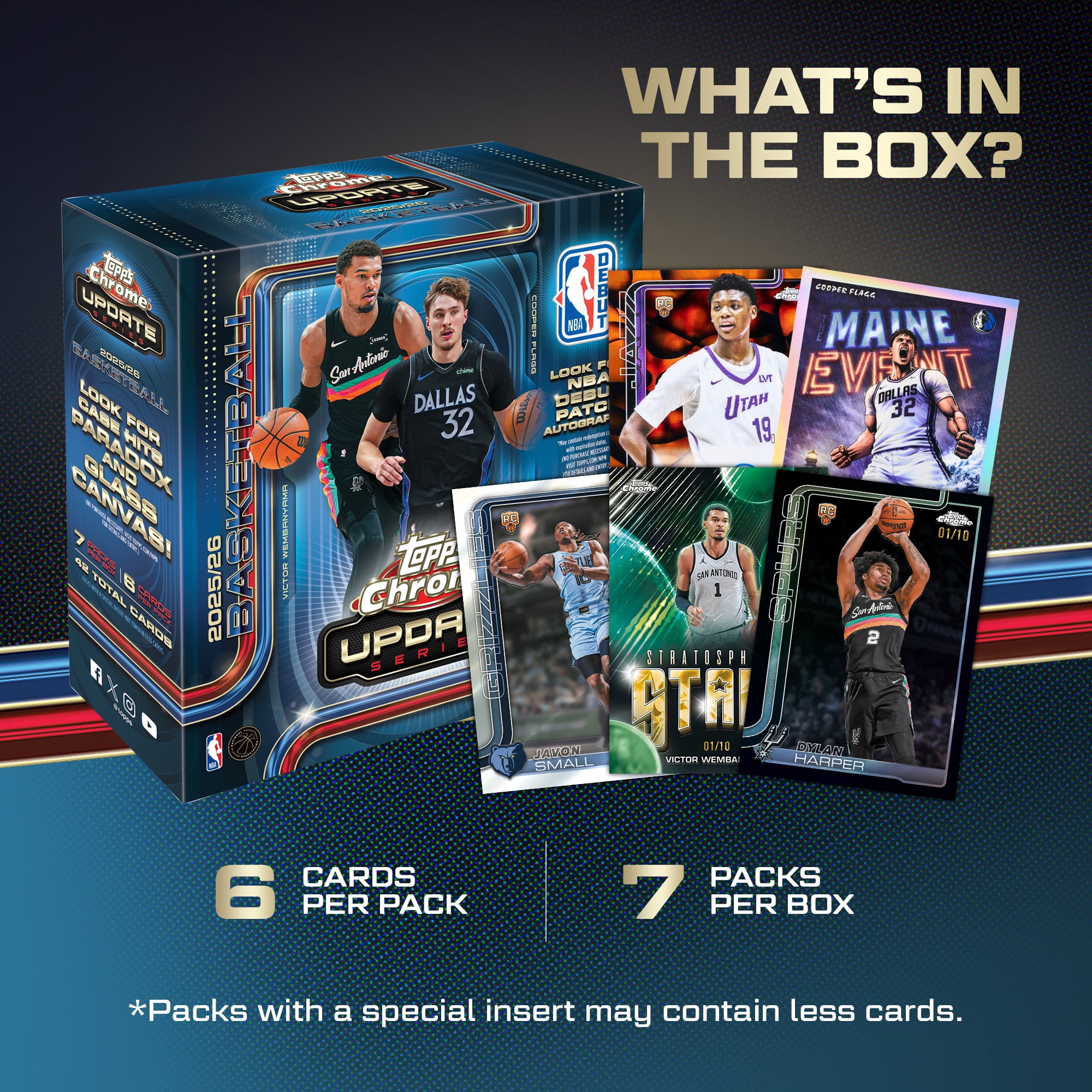 2025 2026 Topps NBA Chrome Update Series Basketball Trading Card Mega Box