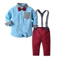 thumbnail image 2 of Baby Boy Clothes Gentleman Clothing Suit for Newborn Baby Bow Tie Shirt + Suspender Trousers, 2 of 9