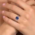 thumbnail image 4 of Gem Stone King 925 Silver and 10K Yellow Gold Blue Created Sapphire and Lab Grown Diamond Engagement Ring for Women | 3.86 Cttw | Round 10MM | Gemstone September Birthstone | Size 8, 4 of 6