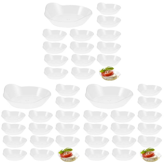 FENGGUIQU 50Pcs Clear Plastic Appetizer Serving Plates Lightweight Easy to Clean