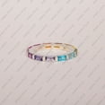 thumbnail image 4 of Baguette Cut Rainbow Sapphire Full Eternity Band Ring, 924 Sterling Silver Ring. Multi Stone Band, Stackable Band Gift For Her., 4 of 5