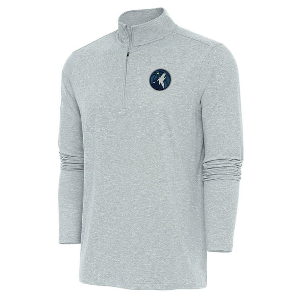 Men's Antigua Heather Gray Minnesota Timberwolves Hunk Quarter-Zip Pullover Top