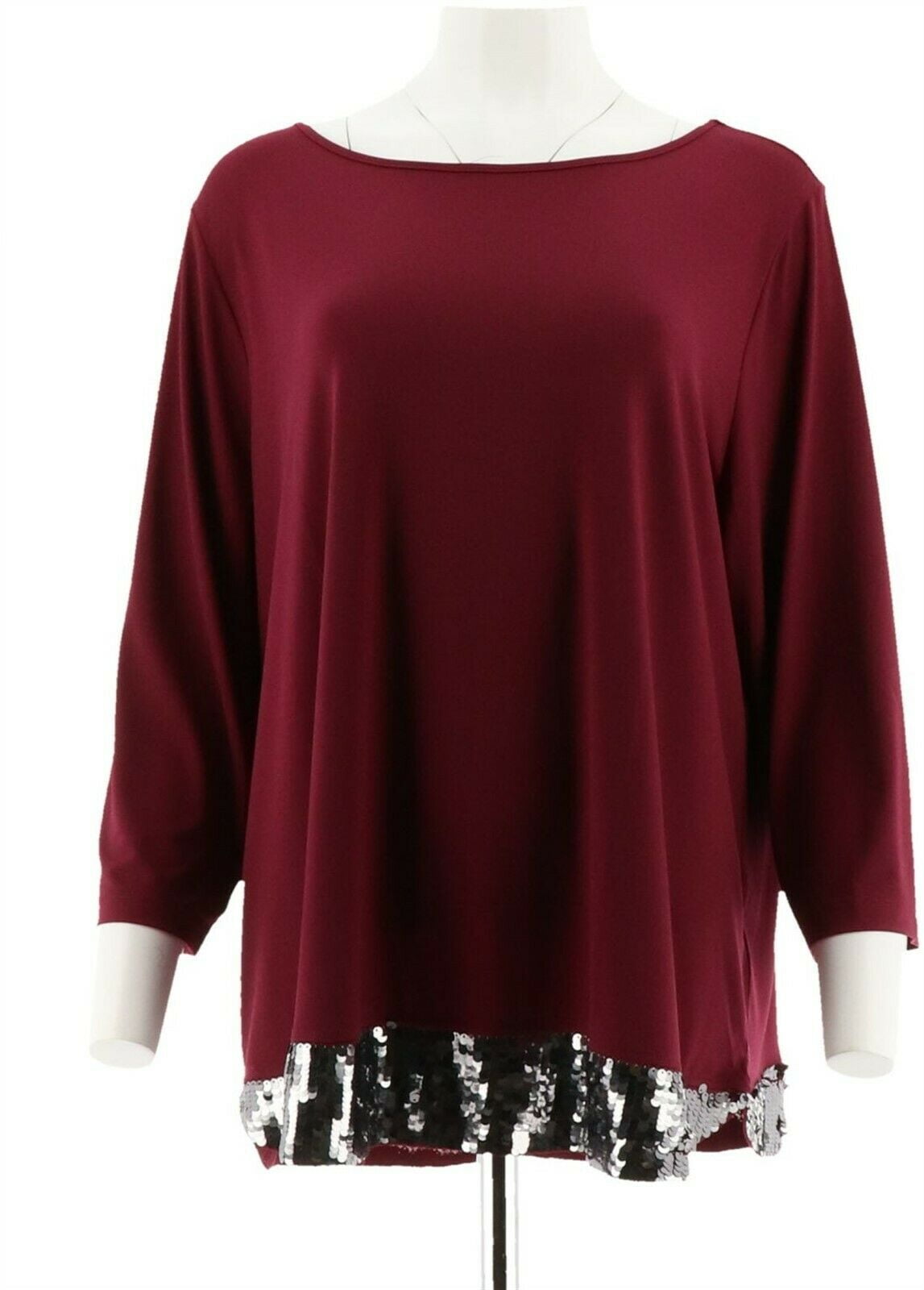 Joan Rivers - Joan Rivers Jersey Knit 3/4 Slv Top Sequin Women's ...