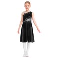 thumbnail image 4 of Jizyo Robe de Patinage Artistique pour Filles, Costume de Danse Lyrique de Ballet Brillant avec Strass, Jupe en Maille Contemporaine Noire 12, 4 of 6