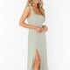 thumbnail image 5 of Vestido de dama de honor elegante de verano para mujer, vestido largo informal sin mangas con escote cuadrado y volantes, verde, S, 5 of 7