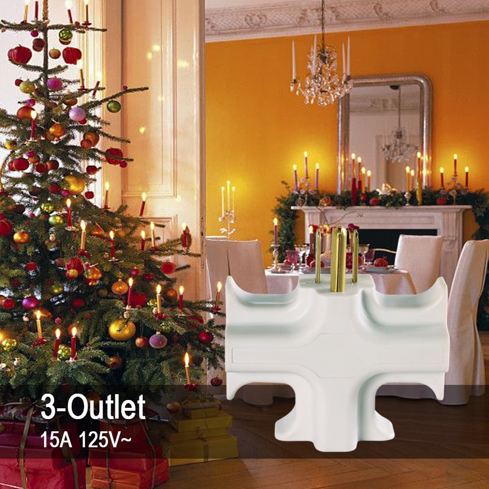 Hyper Tough Heavy Duty 3 Way Grounded Outlet Adapter for Indoor Use, 15 Amps, White