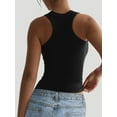thumbnail image 6 of Womens Ribbed Square Neck Tank Tops Basic Backless Sleeveless Summer Camisole Black S, 6 of 8
