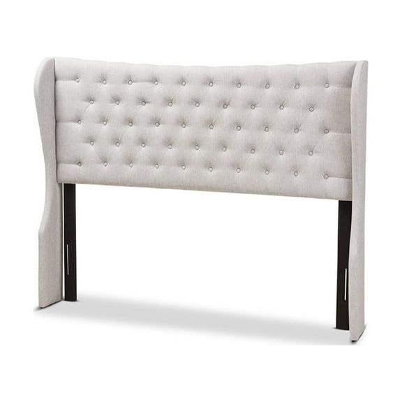 Baxton Studio Cadence Modern and Contemporary Greyish Beige Fabric Button-Tufted Queen Size Winged Headboard,Wholesale