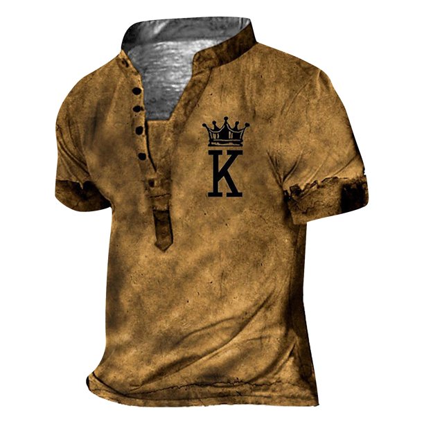 European And American Men's Vintage Top Digital Printing Short Sleeve Tops 3XL