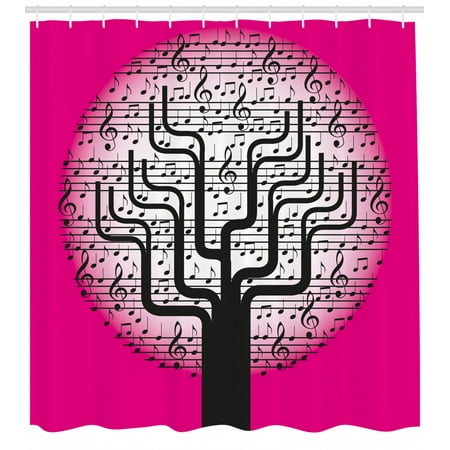 Music Shower Curtain Music Tree With Symbols Artistic Nature With