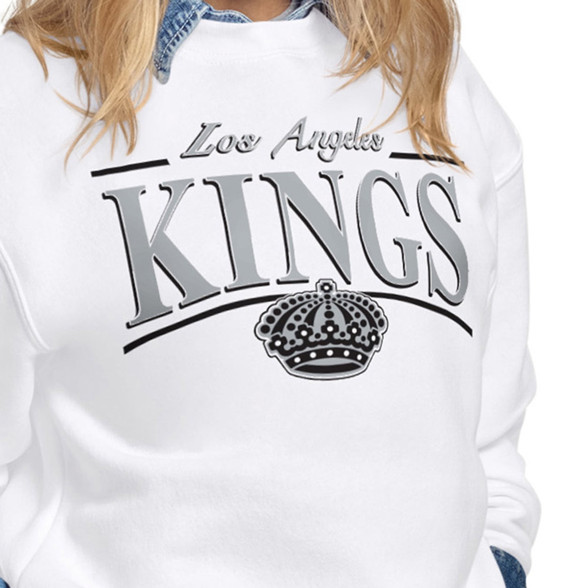 Women's Starter White Los Angeles Kings Arch Stripe Fleece Sweatshirt