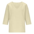 thumbnail image 4 of Women's Casual Three-Quarter Sleeve V-Neck Pullover Top - Relaxed Fit Blouse for Everyday Wear, 4 of 5