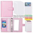 thumbnail image 1 of 2X A6 Budget Binder with Zipper Envelopes, Budget Planner Book Money Saving Organizer, Cash Envelopes for Budgeting Pink, 1 of 7