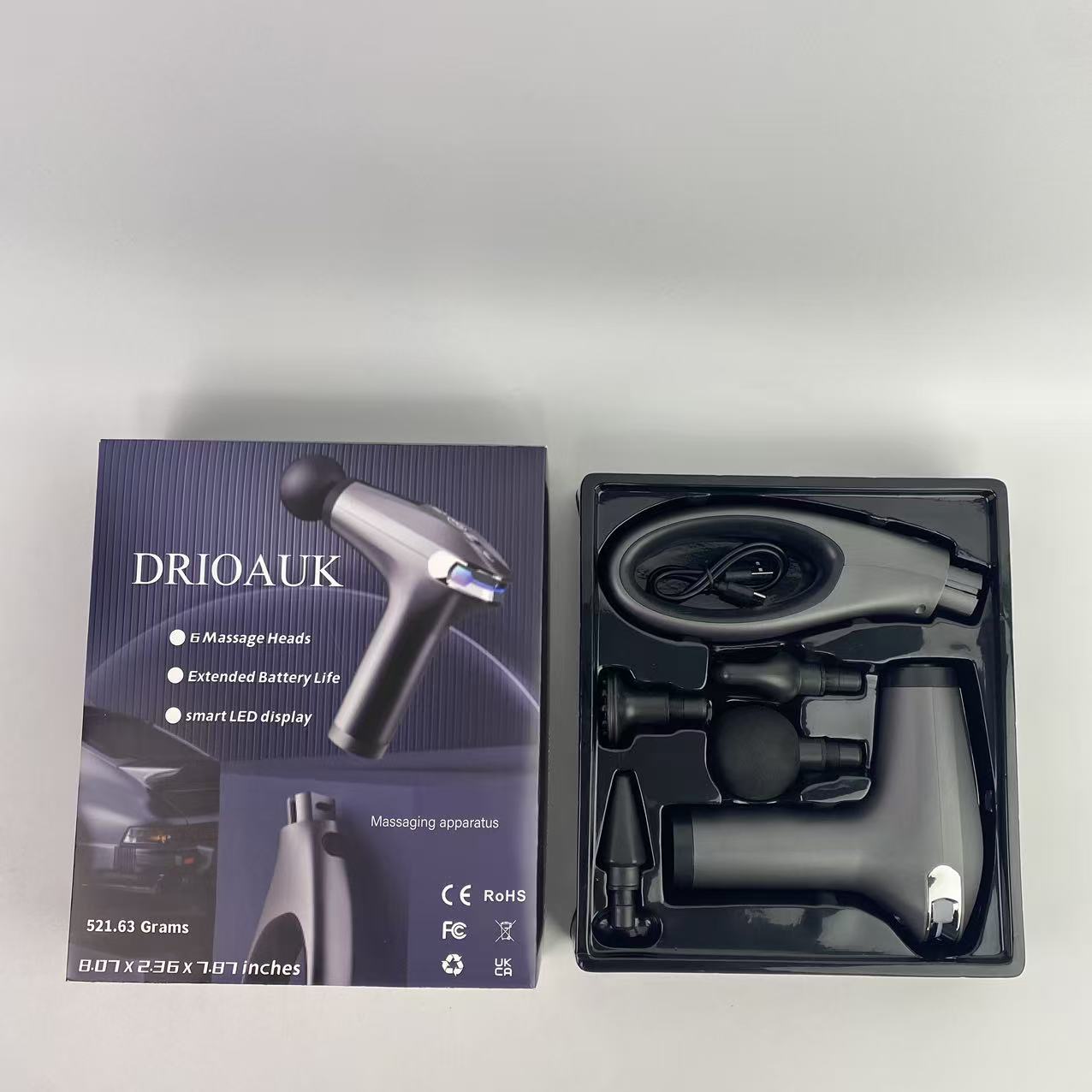 DRIOAUK Massage apparatus,Massage Gun, Muscle Therapy Gun for Athletes, Deep Tissue Percussion Body Muscle Massager with 30 Adjustable Speeds, 6 Types of Massage Heads